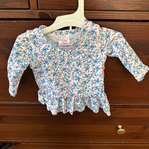 EUC Ruffle Butts Floral Long Sleeve Peplum Bathing Suit 3-6 Months